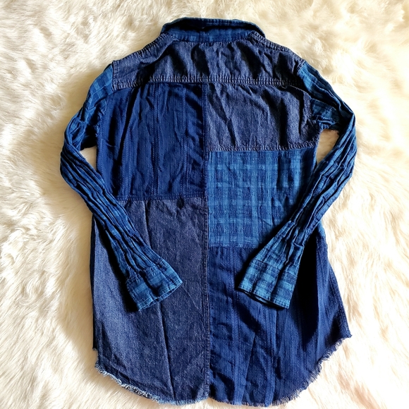 Anthropologie Artisan De Luxe Patchwork Chambray Button Down XS NEVER WORN - Picture 6 of 13